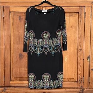 Joseph Ribkoff Black Paisley Mini Dress